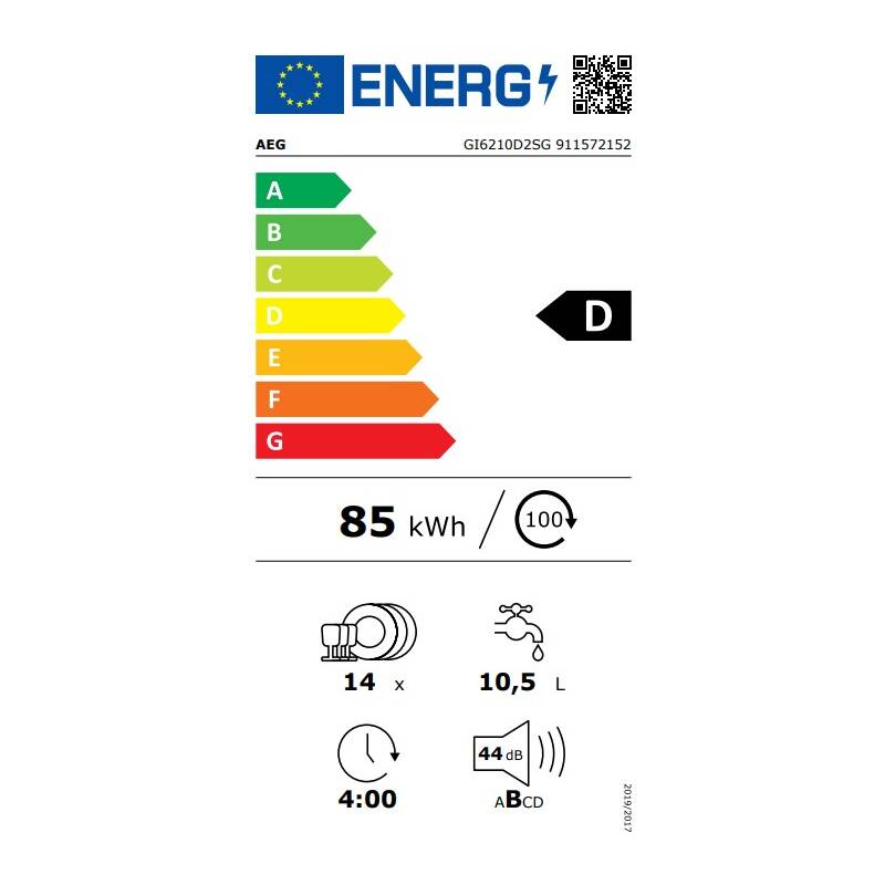 Vestavná myčka nádobí AEG GI6210D2SG
