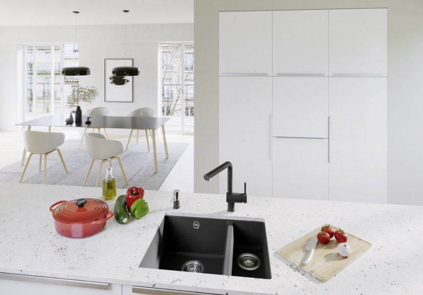 Blanco Rotan 340/160 U Silgranit černá, bez táhla, dřez vlevo