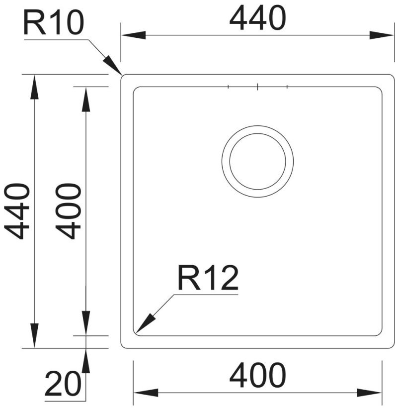 Sinks BOX 440 RO 1,0mm