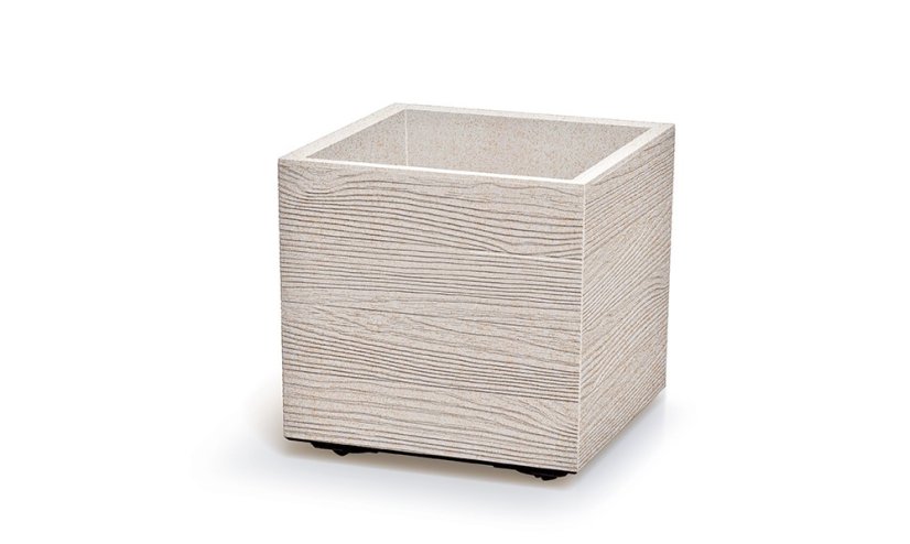 Květináč Prosperplast MADERA SQUARE eco wood 38,5 cm bílý eco