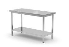 Středový stůl s policí – přišroubovaný, HENDI, Profi Line, 1600x700x(H)850mm
