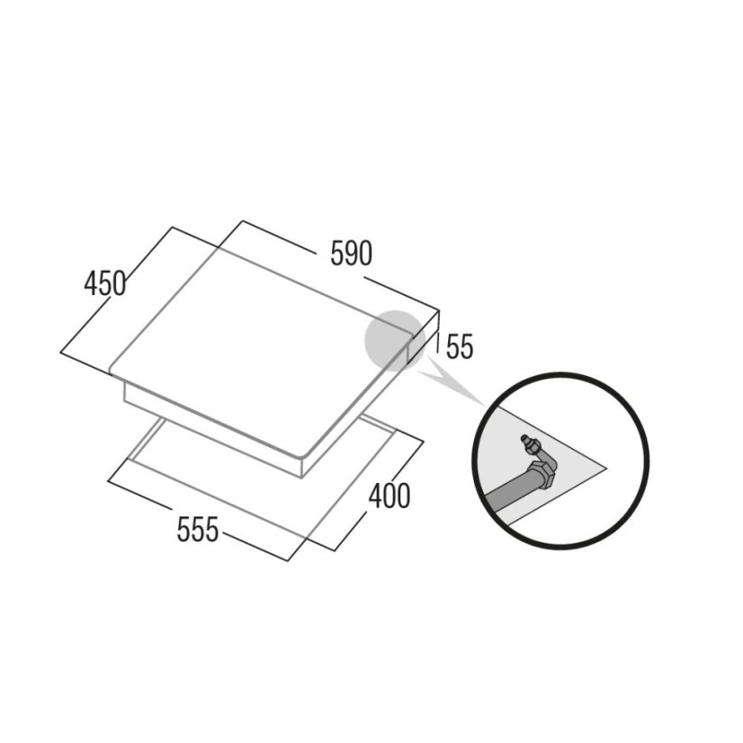 Plynová deska CATA CCI 5003 BK 45 cm horizontální