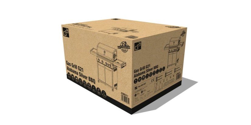 Plynový gril G21 Alabama Silver BBQ Premium Line, 5 hořáků + zdarma redukční ventil