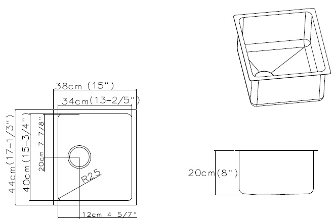 Sinks BLOCK 380 V 1mm kartáčovaný