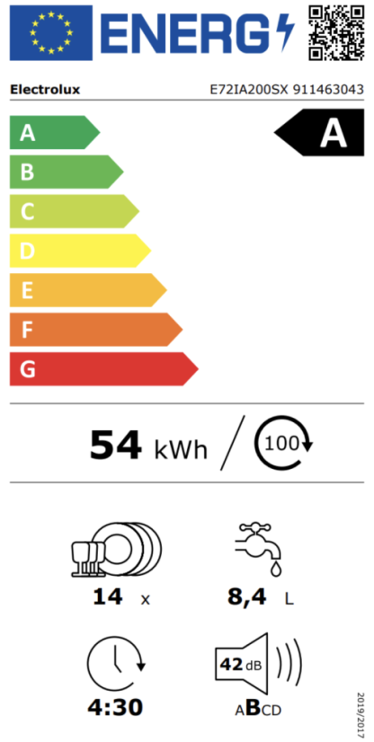Vestavná myčka nádobí Electrolux E72IA200SX