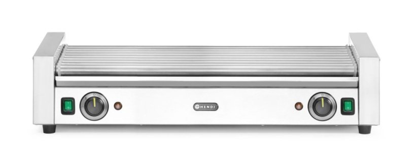 Gril na klobásy XL - 2 zónový, HENDI, Stříbrná, 230V/2000W, 732x590x(H)168mm, Obdélníkové