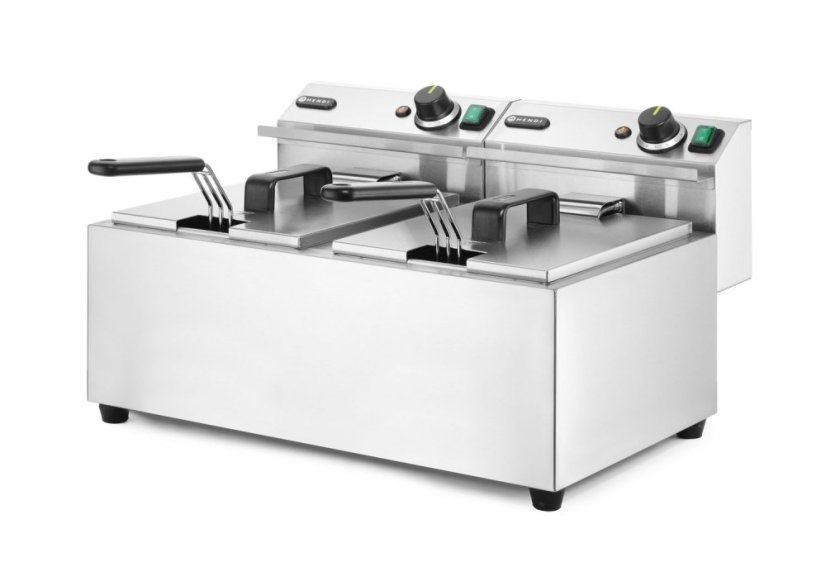 Ruční fritéza, 2 × 8 l, HENDI, Profi Line, 16L, 230V/7000W, 605x460x(H)369mm