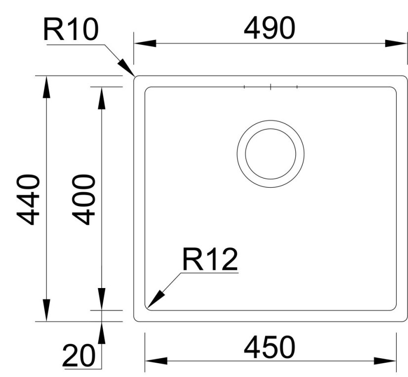 Sinks BOX 490 RO 1,0mm