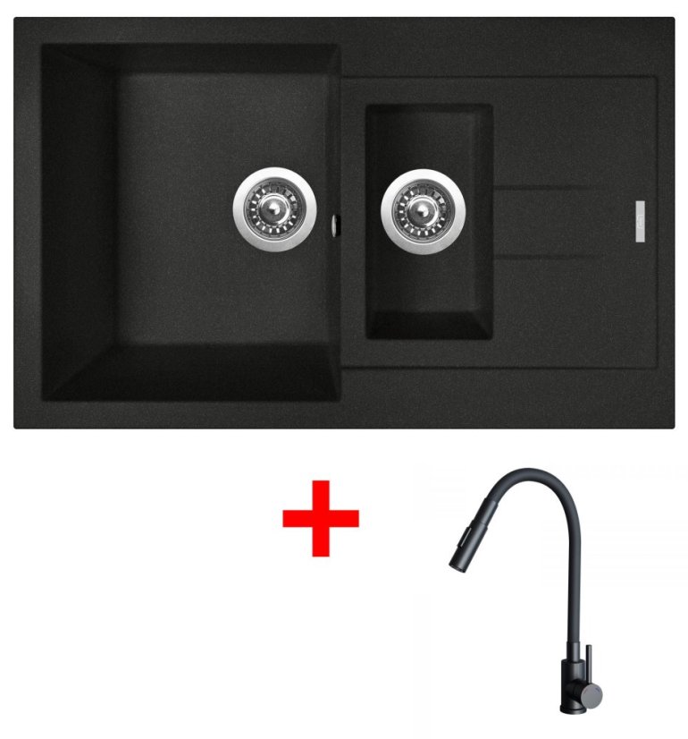 Sinks AMANDA 780.1 Metalblack + ELASTA S černá matná Sinks AMANDA 780.1 Metalblack + ELASTA S černá matná