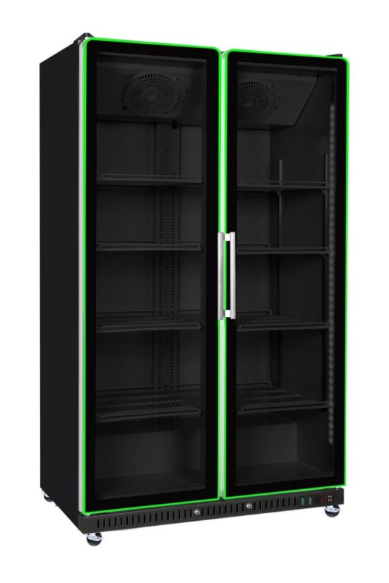 Lednice pro zadní část baru, dvoudveřová, Arktic, 10 polic, 827L, Černá, 230V/560W, 1130x764x(H)2033mm