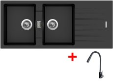 Sinks PERFECTO 1160 DUO Metalblack + ELASTA S černá matná