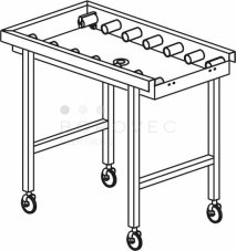 KROMO stůl válečkový pojízdný s vanou 1100 x 650 x 850 mm