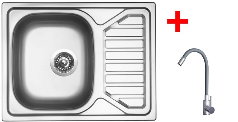 Sinks OKIO 650 + ELASTA nerez/šedá