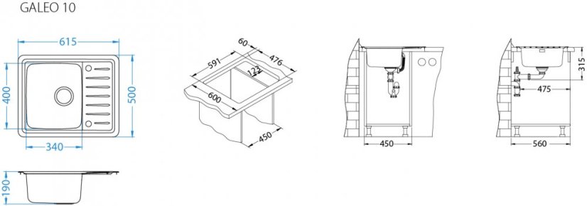Alveus GALEO 10 SAT 610x500x190 mm