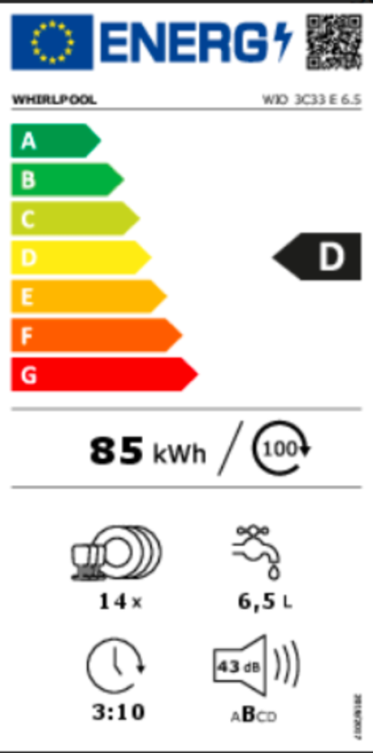Vestavná myčka nádobí Whirlpool WIO3C33E65