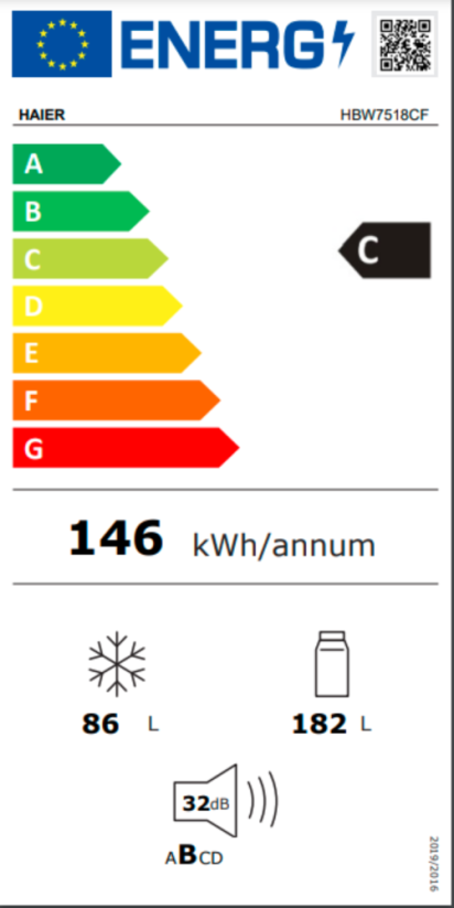 Vestavná chladnička Haier HBW7518CF