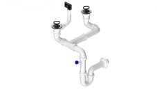 Dvousifon 1 1/2" pro nerez. dřezy s úsporou místa