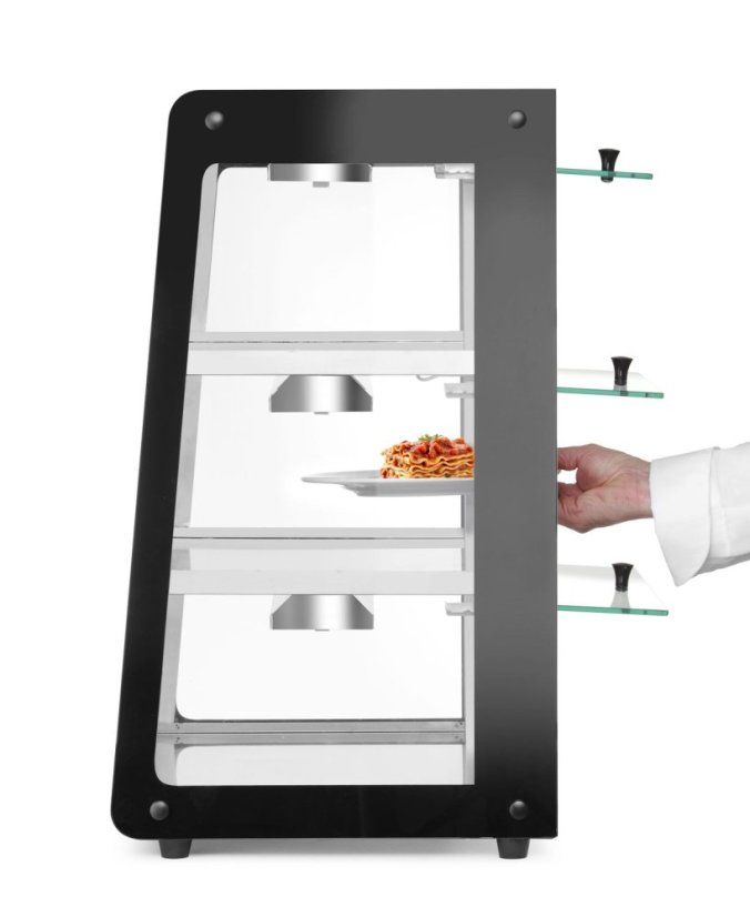 Vyhřívaná pultová expozice, HENDI, Černá, 230V/500W, 472x447x(H)775mm