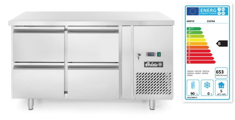 Chladicí pult, 4 zásuvky, Arktic, Profi Line, 90L, 230V/250W, 1360x700x(H)755mm