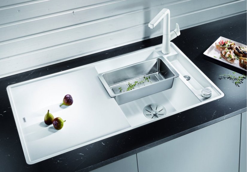 Blanco AXIA III 5 S-F InFino silgranit káva dřez vpravo s excentrem přísluš. sklo