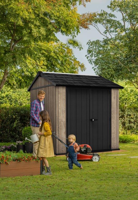 Zahradní domek Keter Apex 7,5 x 7 Ashwood, s podlahou