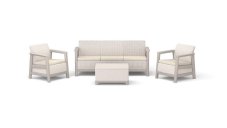Zahradní nábytek Keter Scandi set třísedadlová pohovka + 2 křesla + úložný stůl béžovo šedý