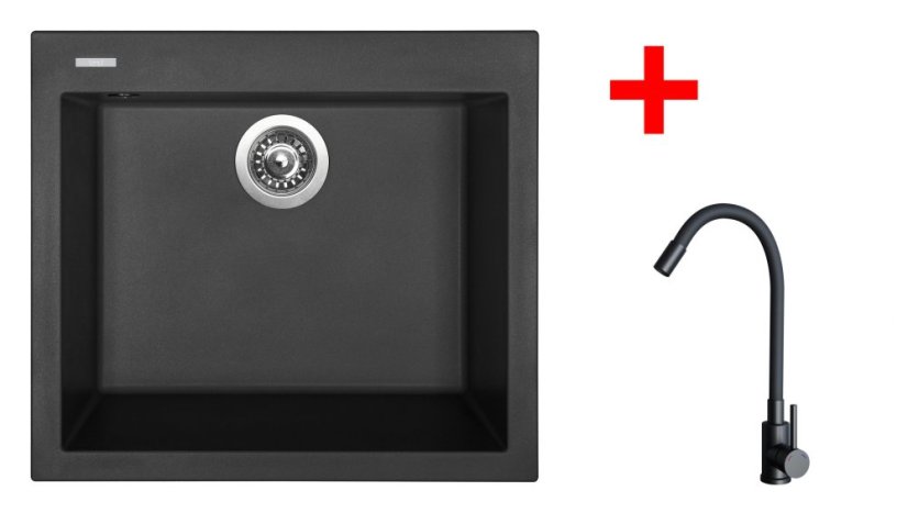 Sinks CUBE 560 Pureblack + ELASTA černá matná Sinks CUBE 560 Pureblack + ELASTA černá matná