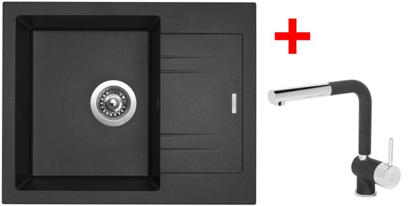 Sinks LINEA 600 Metalblack + Mix 3 P GR Sinks LINEA 600 Metalblack + Mix 3 P GR