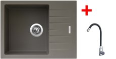 Sinks PERFECTO 650 Truffle + Elasta nerez/černá