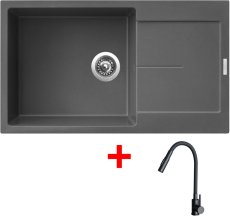 Sinks ULTIMA 860 XXL Titanium + ELASTA S černá matná