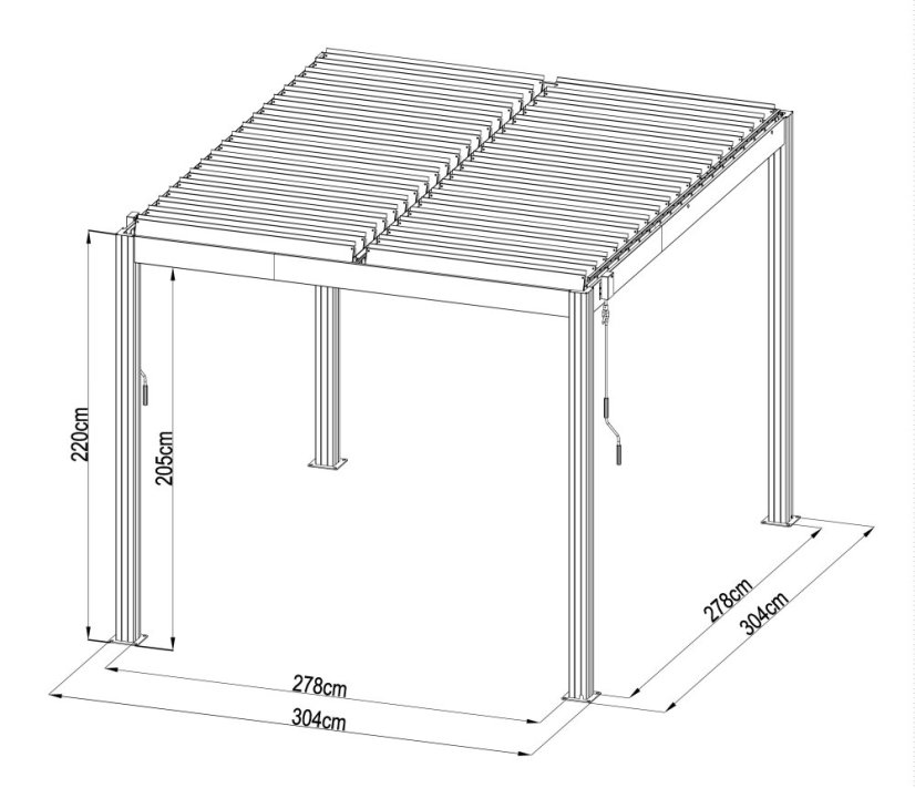 Bioklimatická pergola G21 Austin 3x3 m, antracitová hliníková