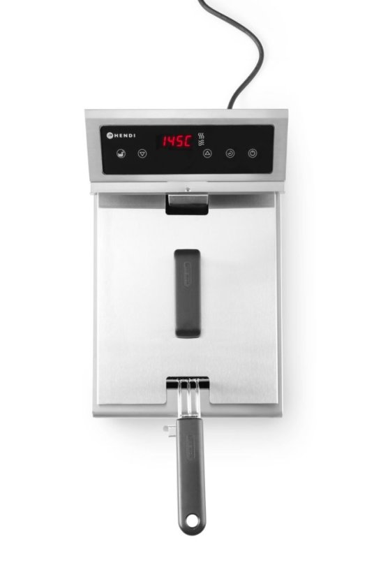 Fritéza indukční s výpustí, obj. 8 l, HENDI, 8L, Světle šedá, 230V/3500W, 288x619x(H)408mm