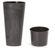 Květináč Prosperplast TUBUS SLIM BETON EFFECT antracit 30 cm