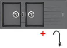 Sinks PERFECTO 1160 DUO Titanium + ELASTA černá matná