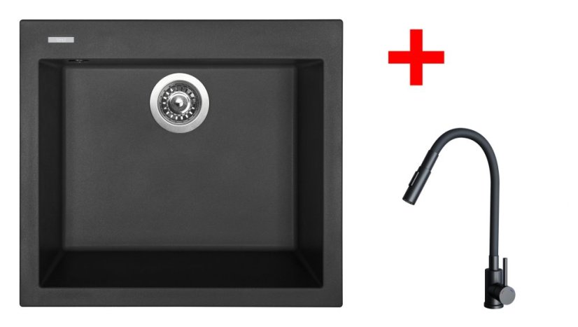 Sinks CUBE 560 Pureblack + ELASTA S černá matná Sinks CUBE 560 Pureblack + ELASTA S černá matná