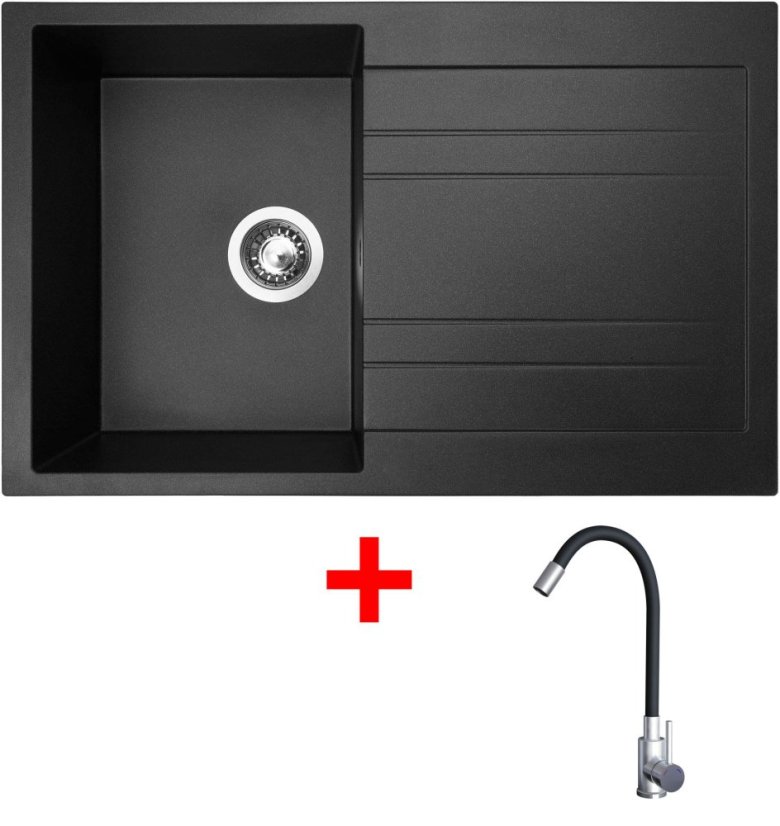 Sinks GRANDE 800 Metalblack + Elasta nerez/černá Sinks GRANDE 800 Metalblack + Elasta nerez/černá
