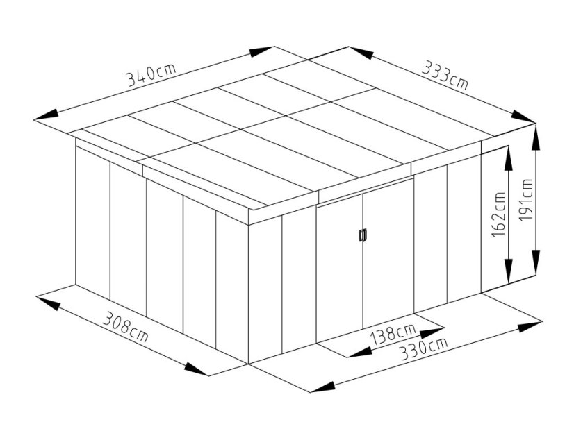 Zahradní domek G21 GRAH 1132 - 340 x 333 cm, metalický šedý