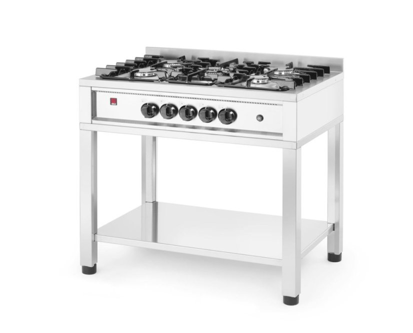Plynový sporák - 5 hořáků, otevřený rám, HENDI, Kitchen Line, 14,3kW, 900x640x(H)910mm