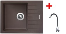 Sinks PERFECTO 650 Marone + ELASTA nerez/černá