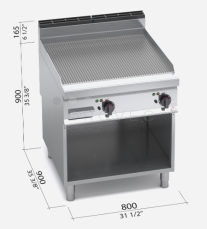 Grilovací rýhovaná plotna Bertos E9FR8M-2 (rýhovaná)