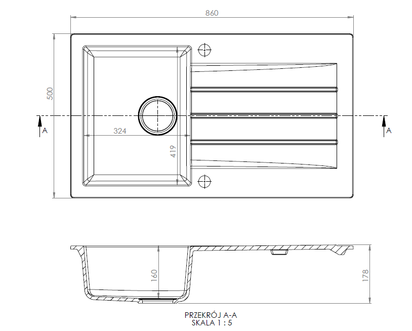 Alveus CORTINA 130 - 55  béžová (860x500mm)+sifon pop-up F