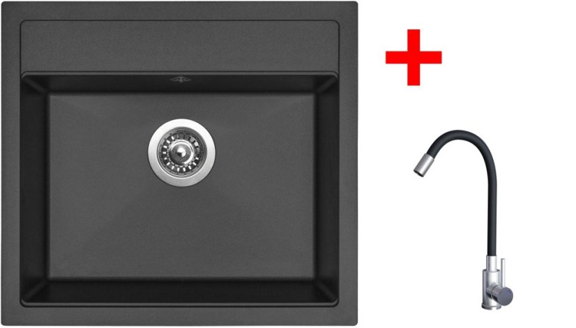 Sinks SOLO 560 Pureblack + Elasta nerez/černá