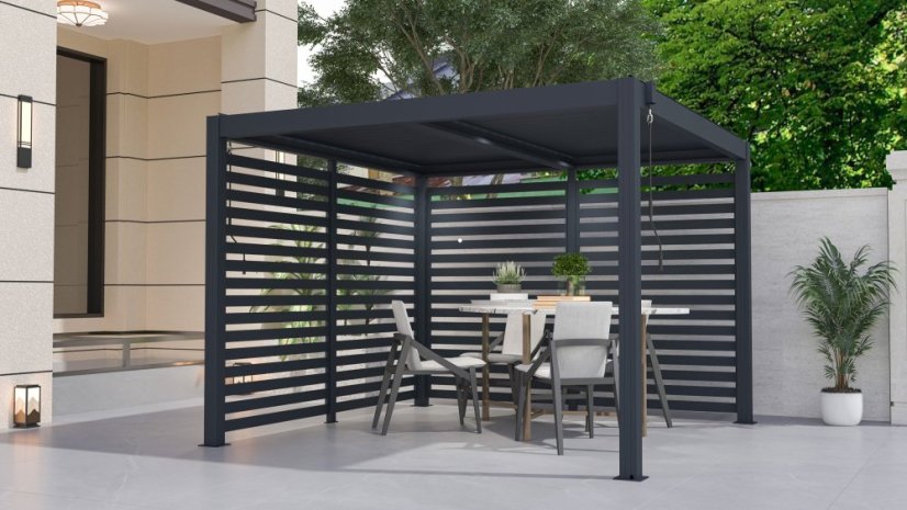 Bioklimatická pergola G21 Austin 3x3 m, antracitová hliníková