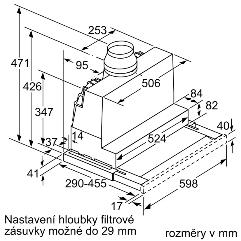 Výsuvná digestoř Bosch DFR067A52