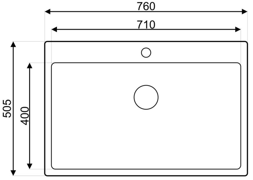 Sinks BLOCKER 760 V 1mm kartáčovaný