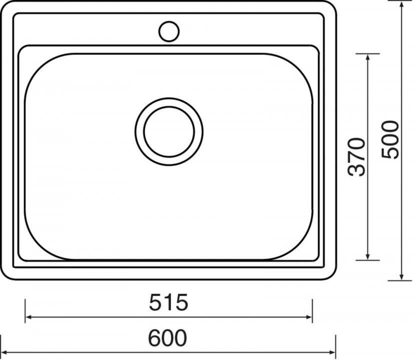 Sinks COMFORT 600 V 0,6mm matný