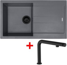 Sinks AMANDA 860 BL Nanogrey + COMFORTA Nanoblack
