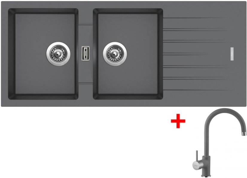 Sinks PERFECTO 1160 DUO Titanium + Vitalia GR Sinks PERFECTO 1160 DUO Titanium + Vitalia GR