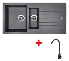 Sinks PERFECTO 1000.1 Titanium + ELASTA černá matná