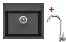 Sinks SOLO 560 Metalblack + ARCO celonerezová